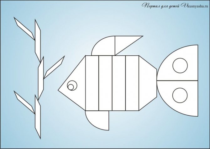 'Аппликация из геометрических фигур "Рыбка"' width="800