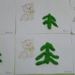 Summary of a lesson on modeling using plasticine printing in the second group of early age “Christmas tree for kittens”