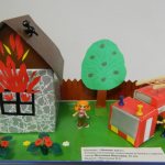 Three-dimensional craft - firefighters go to put out a fire in a house
